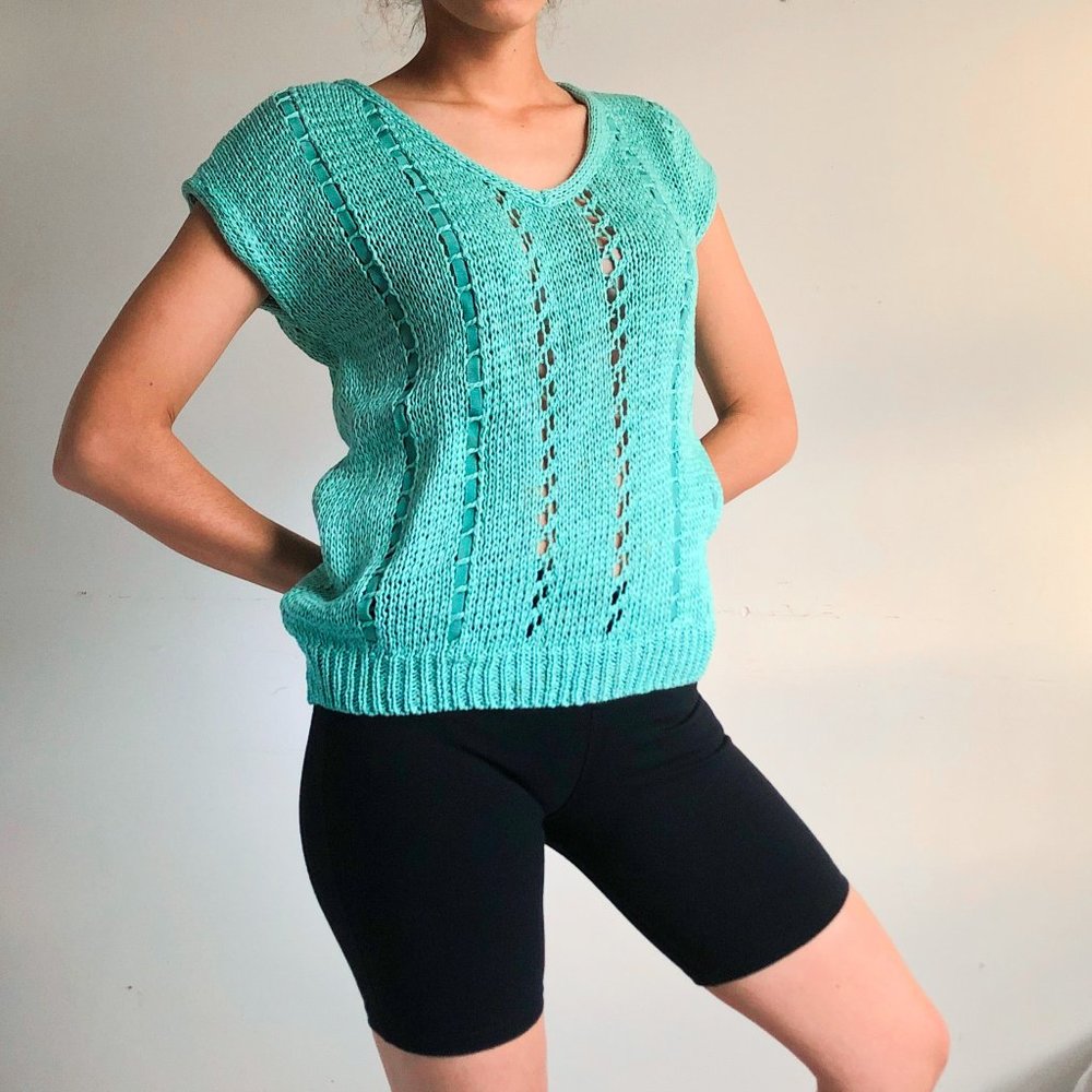 vintage turquoise knit vest